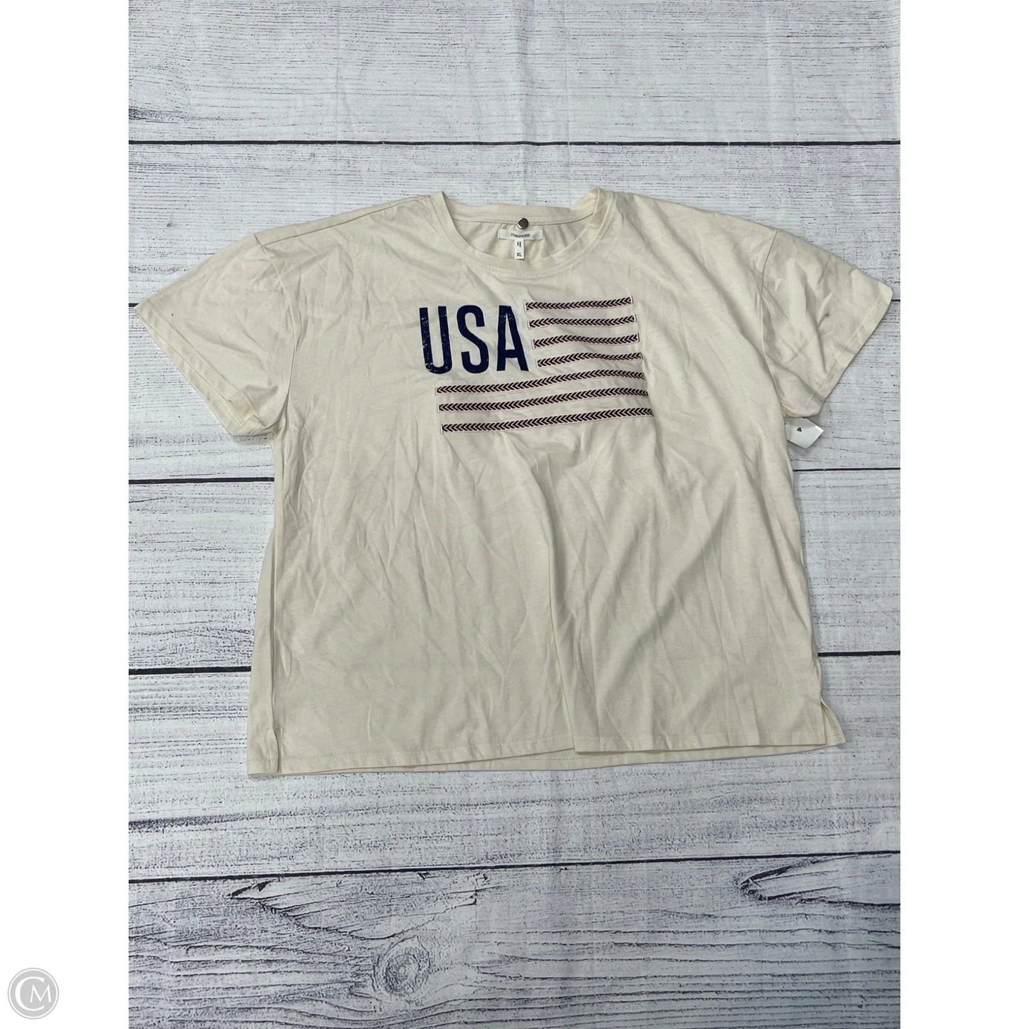 Top Short Sleeve By Maurices In Tan, Size: Xl