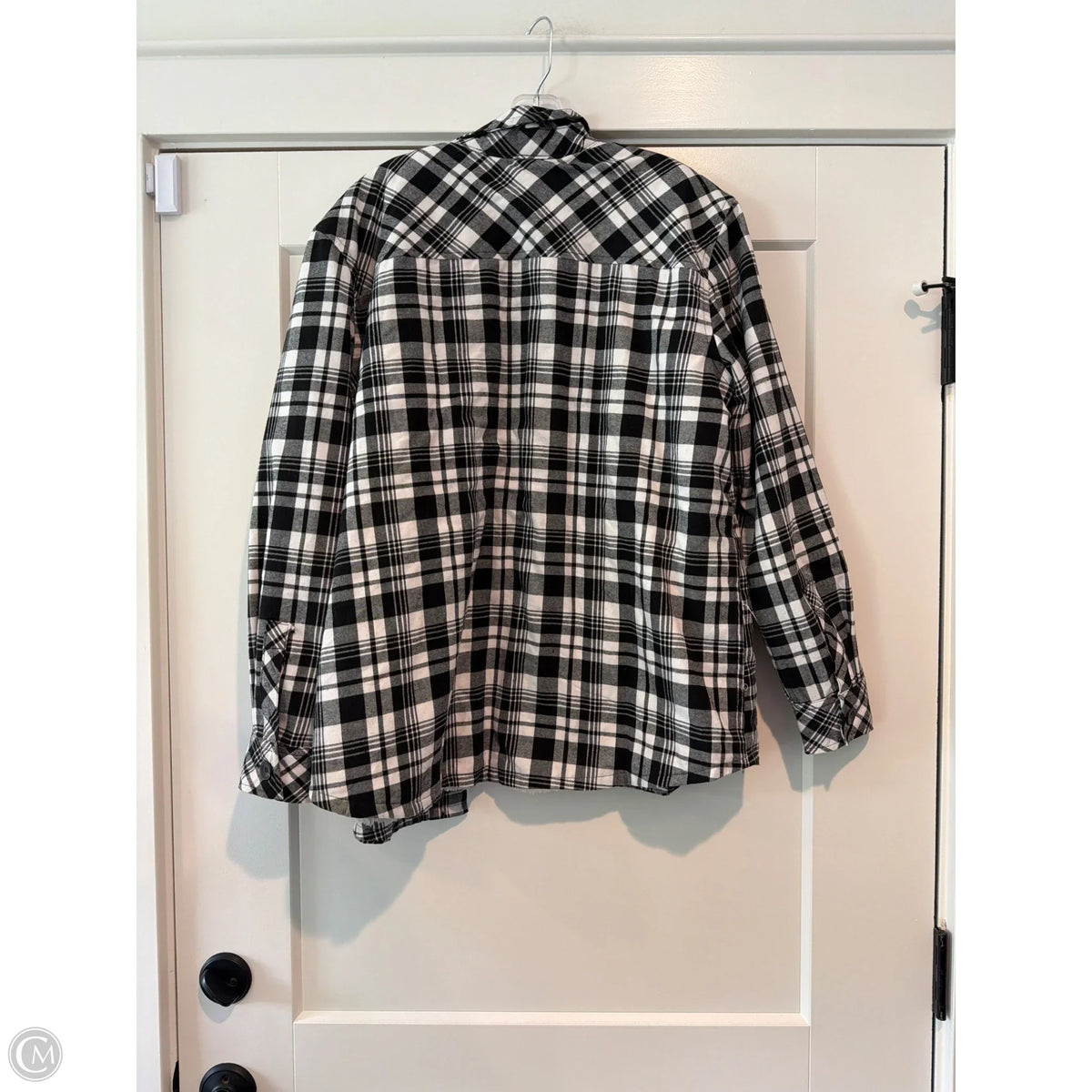 Jacket Fleece By Eddie Bauer In Black & White, Size: M