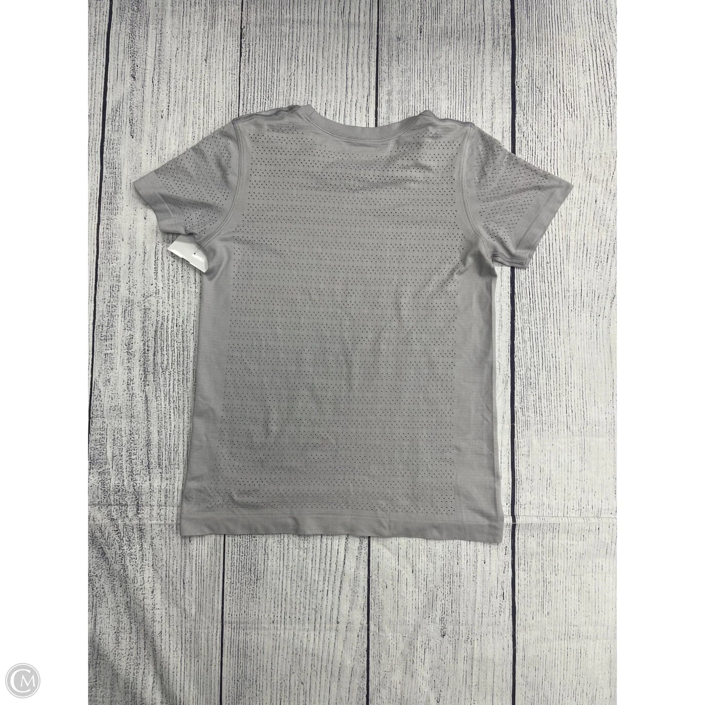 Athletic Top Short Sleeve By Lululemon In Grey, Size: 4
