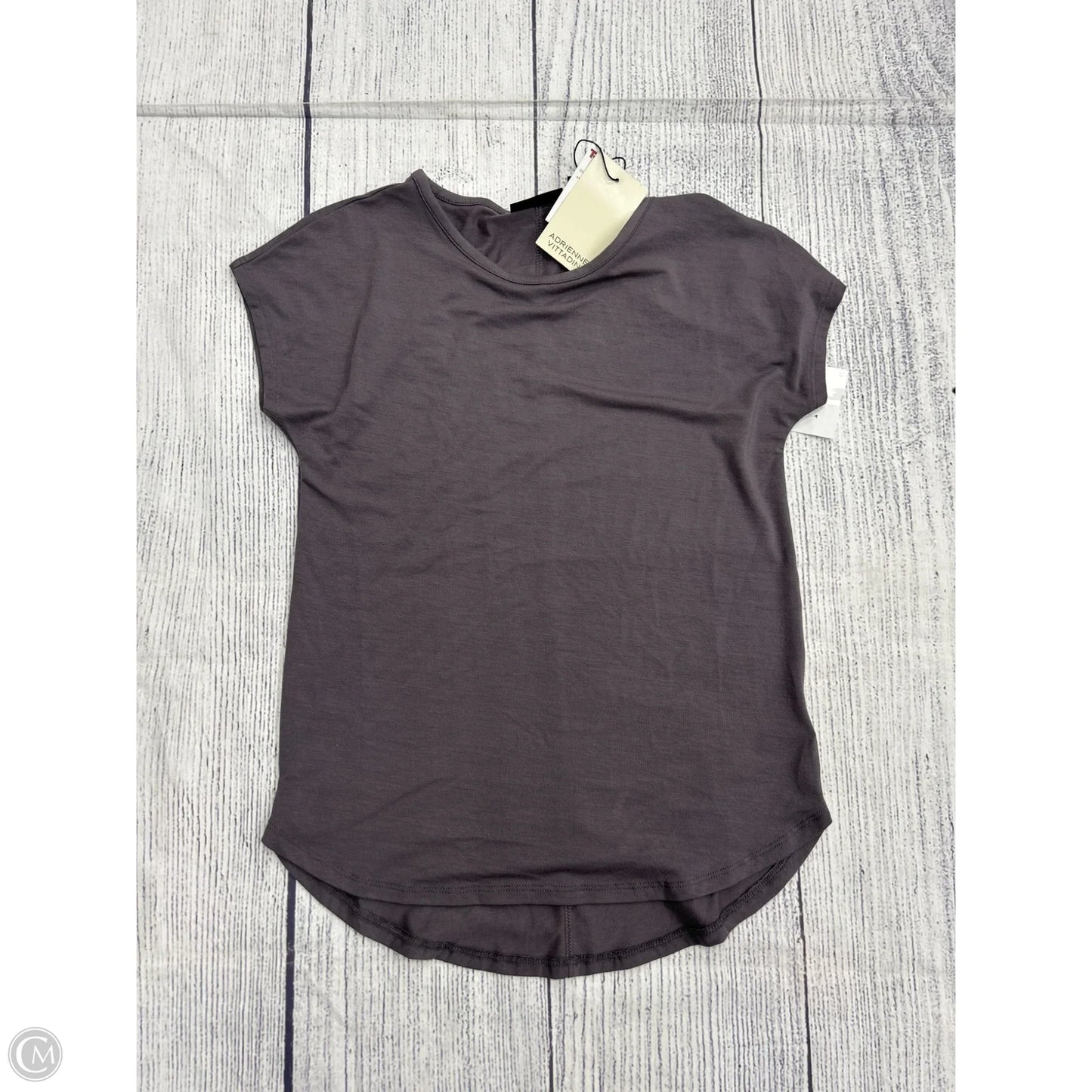 Top Short Sleeve Basic By Adrienne Vittadini In Grey, Size: Xs
