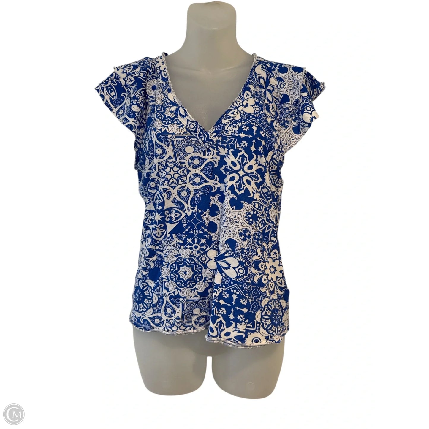 Top Short Sleeve By Maeve In Blue & White, Size: Xs