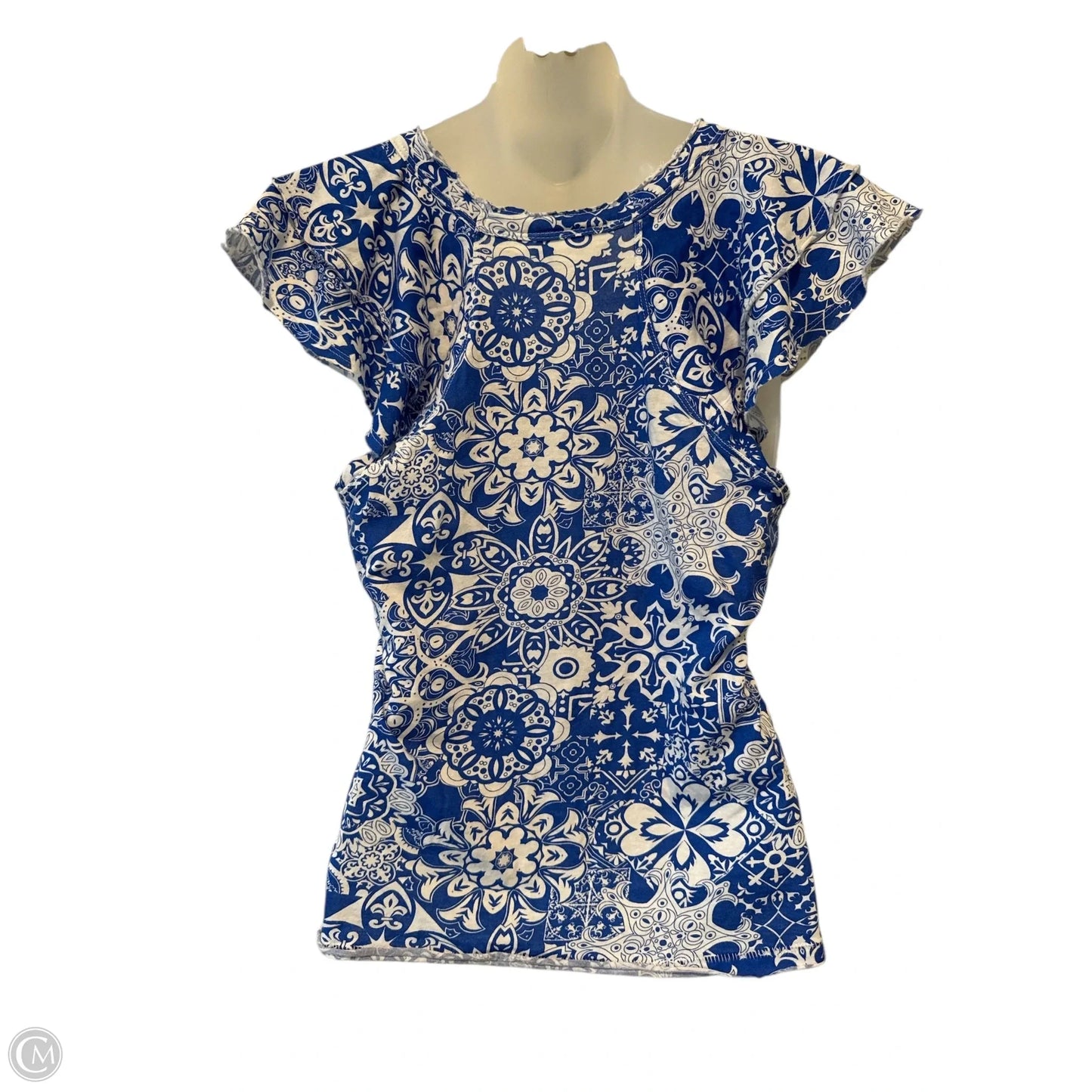 Top Short Sleeve By Maeve In Blue & White, Size: Xs
