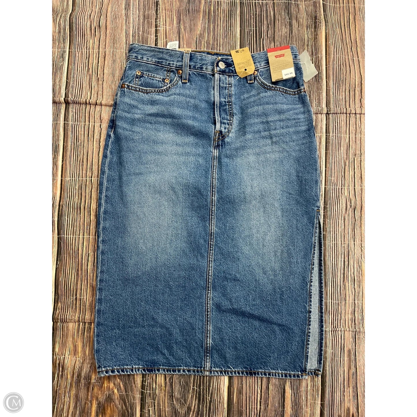 Skirt Midi By Levis In Blue Denim, Size: 8