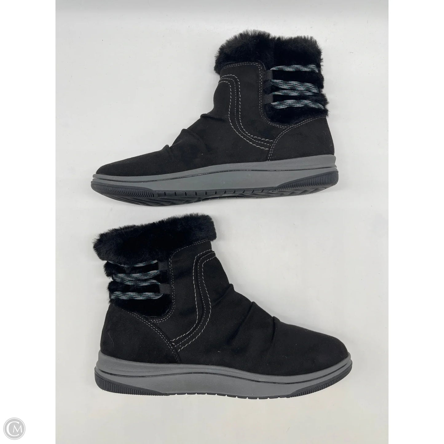 Boots Ankle Flats By Clarks In Black, Size: 9