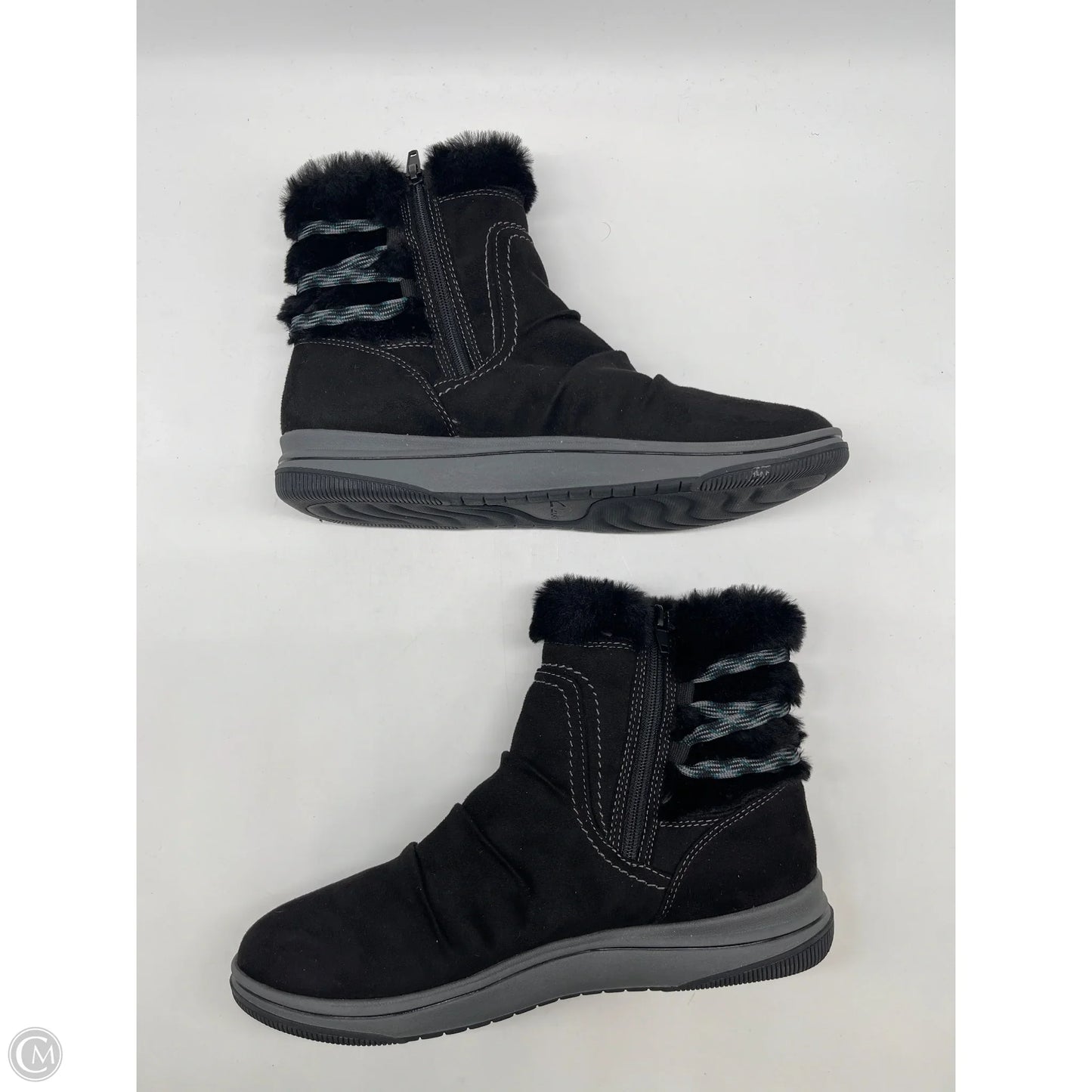 Boots Ankle Flats By Clarks In Black, Size: 9