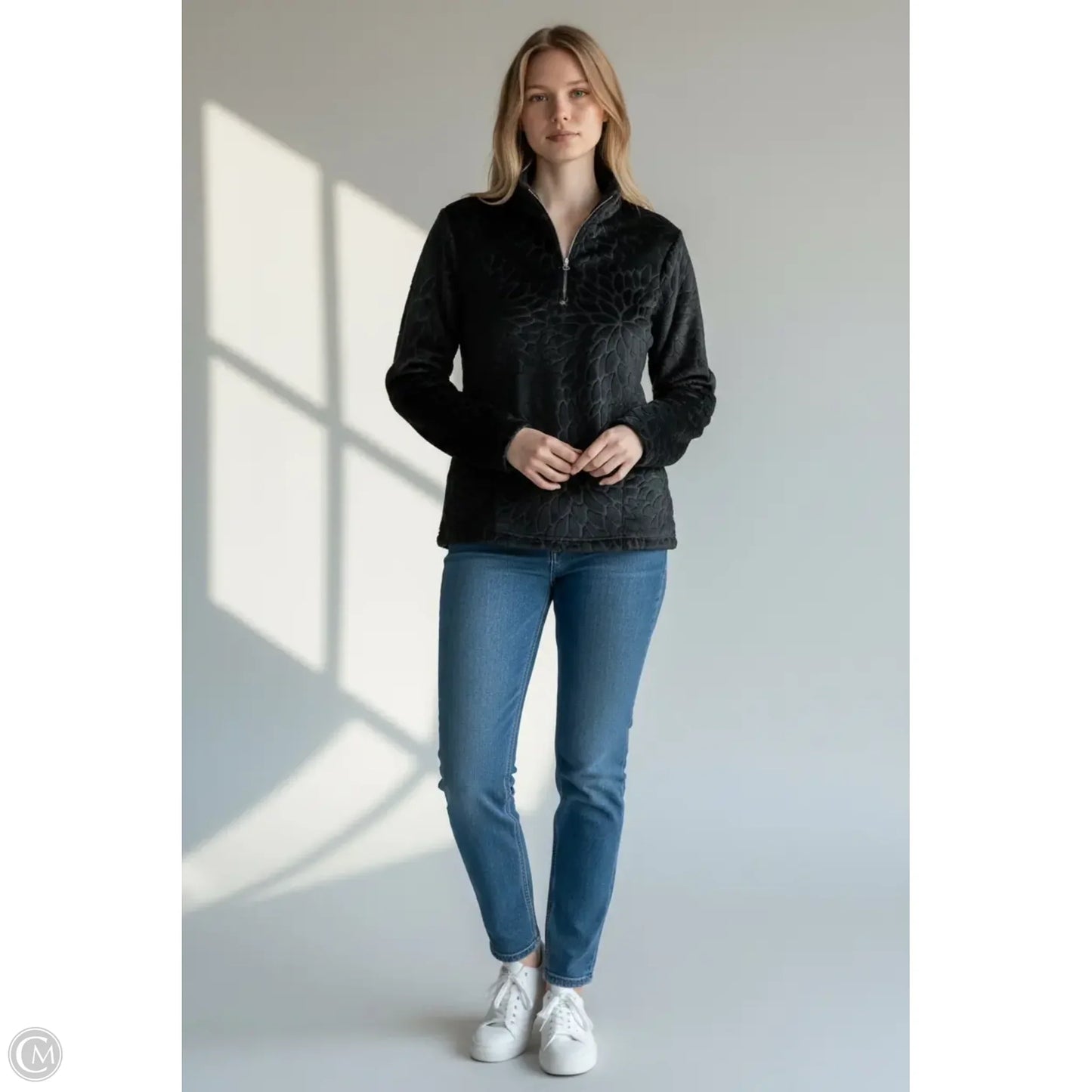 Sweatshirt Collar By Chicos In Black, Size: L