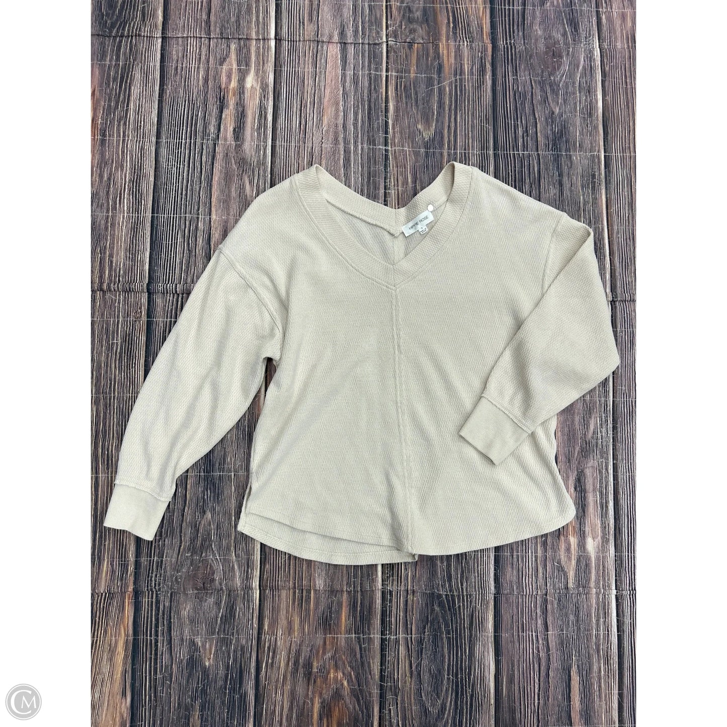 Top Long Sleeve By Hippie Rose In Cream, Size: L