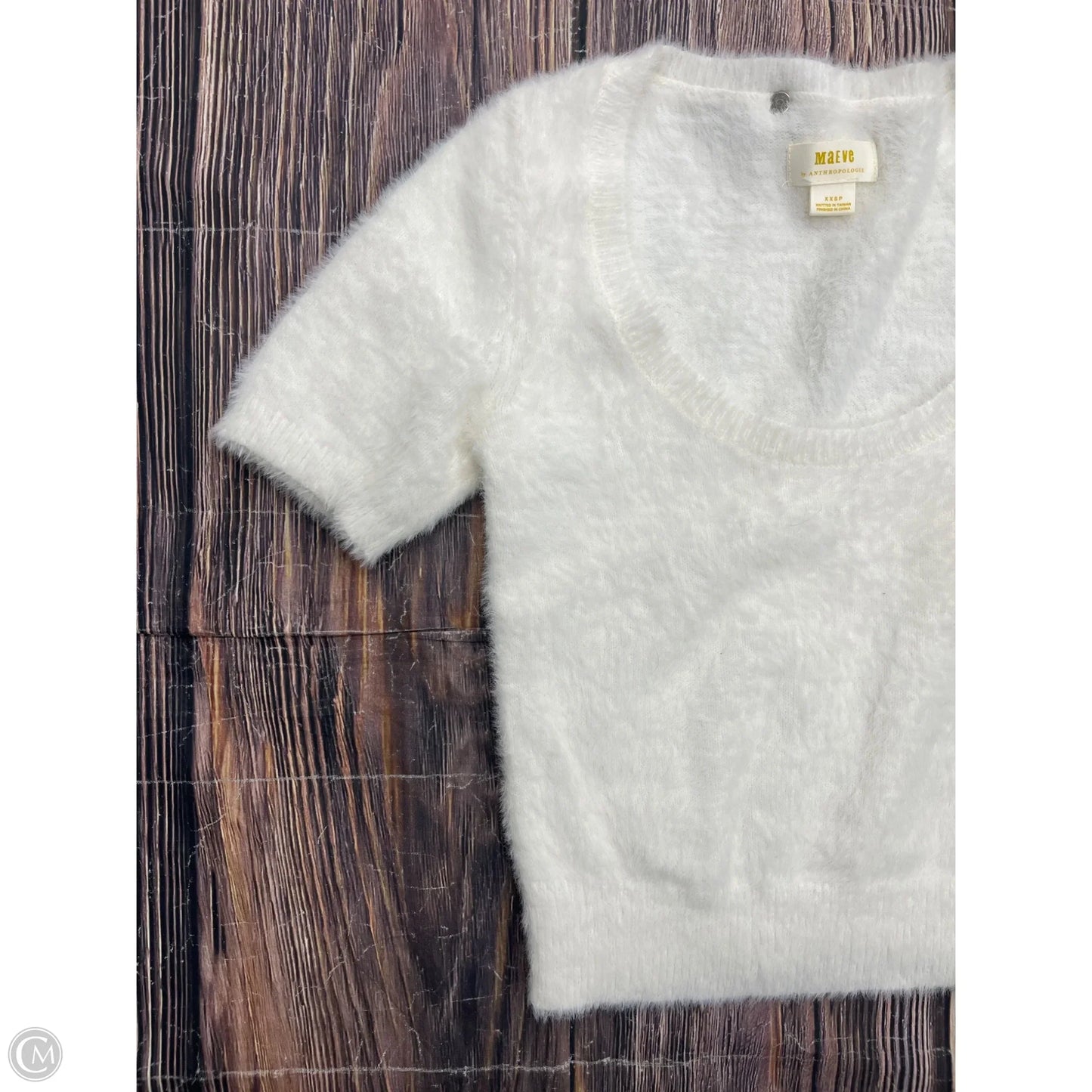 Sweater Short Sleeve By Maeve In White, Size: Xxs petite