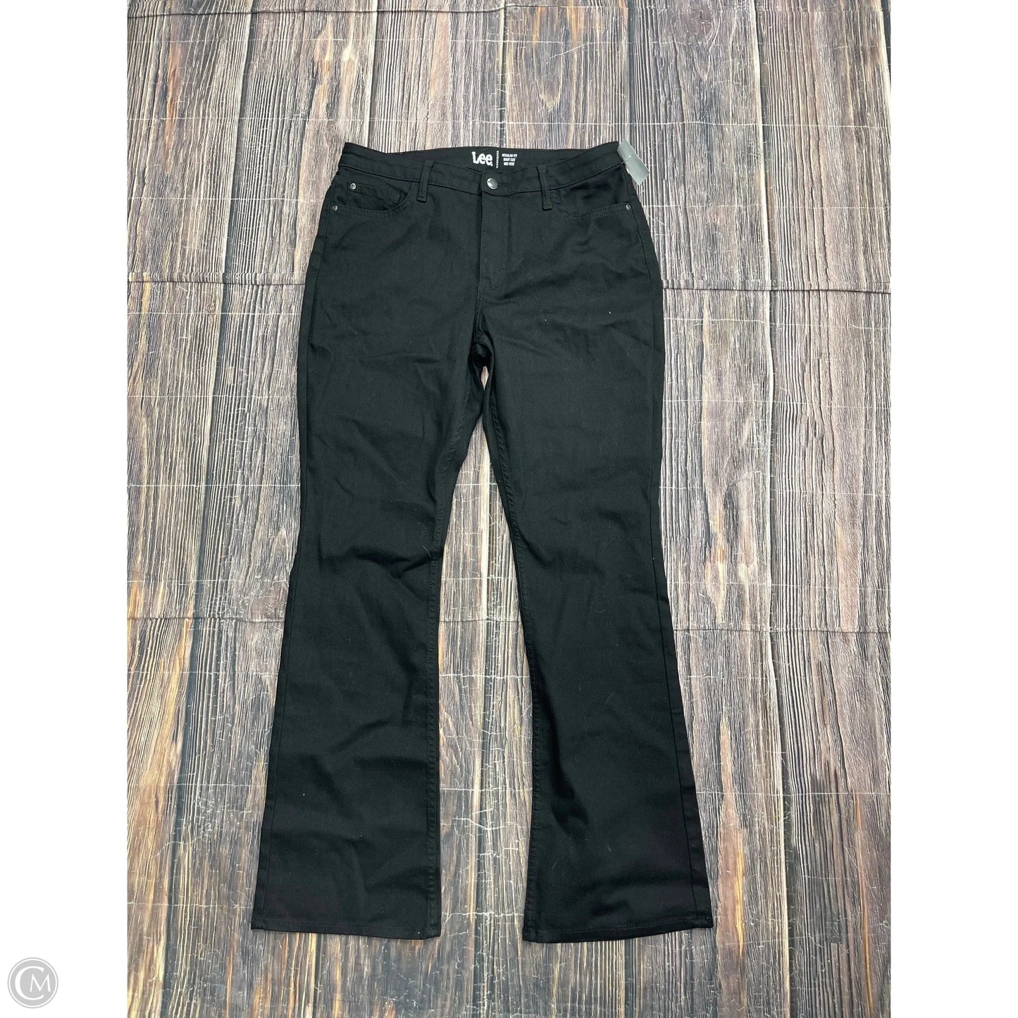 Jeans Boot Cut By Lee In Black Denim, Size: 14