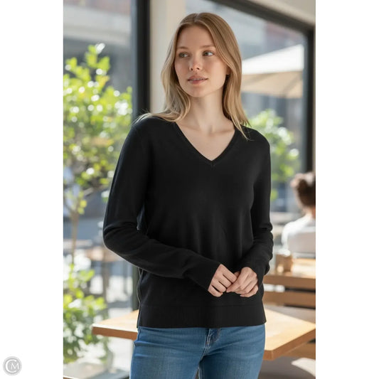 Top Long Sleeve By Banana Republic In Black, Size: L