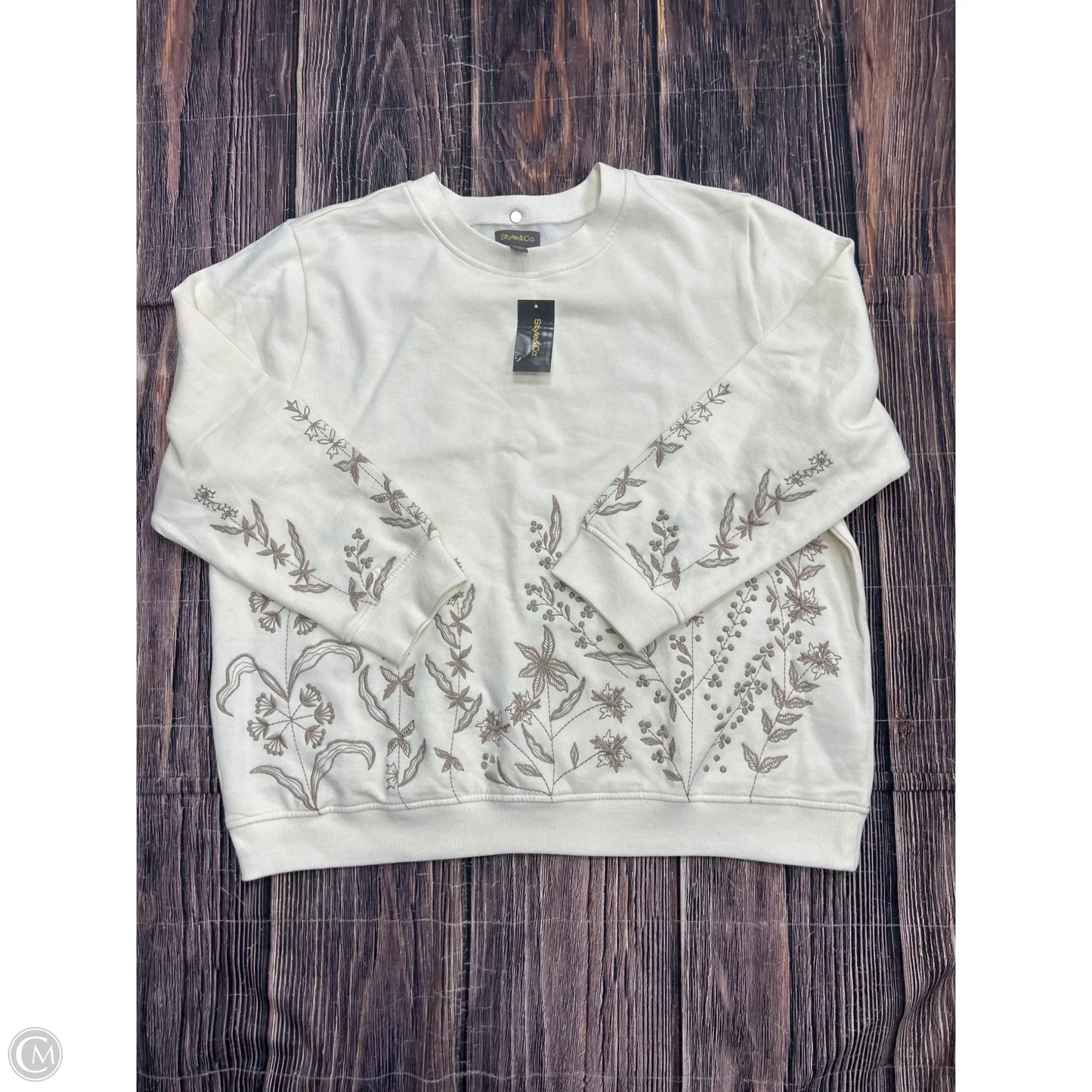 Sweatshirt Crewneck By Style And Company In Cream, Size: 2x