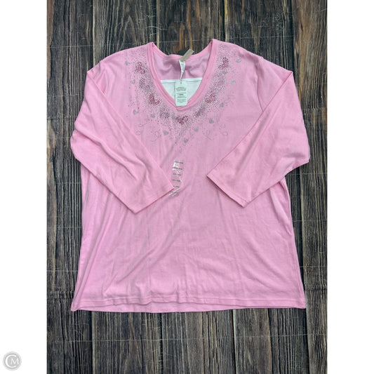 Top 3/4 Sleeve By Clothes Mentor In Pink, Size: 3x