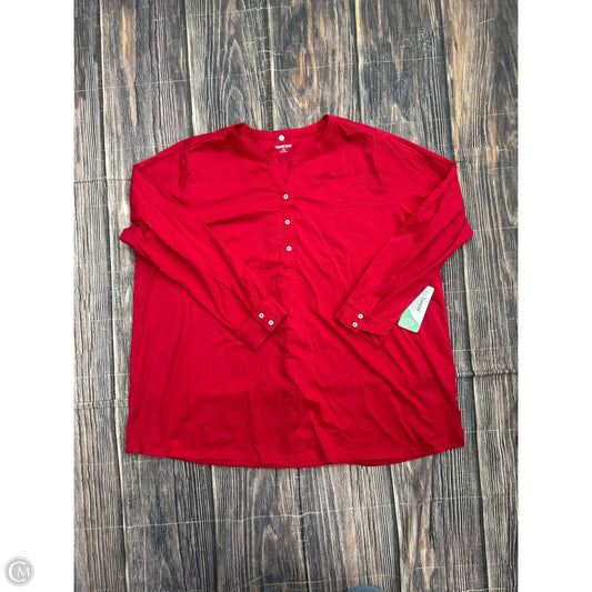 Top Long Sleeve By Lands End In Red, Size: 3x