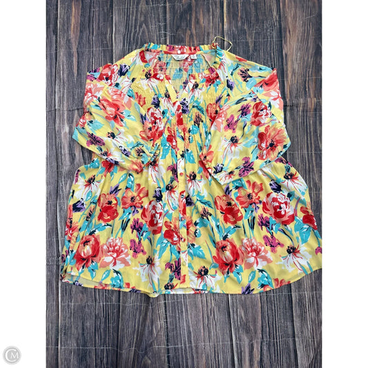 Top Long Sleeve By Clothes Mentor In Yellow, Size: 3x