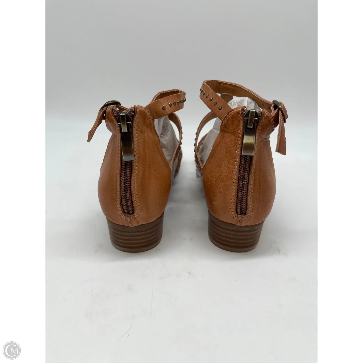 Sandals Heels Block By Clothes Mentor In Tan, Size: 7