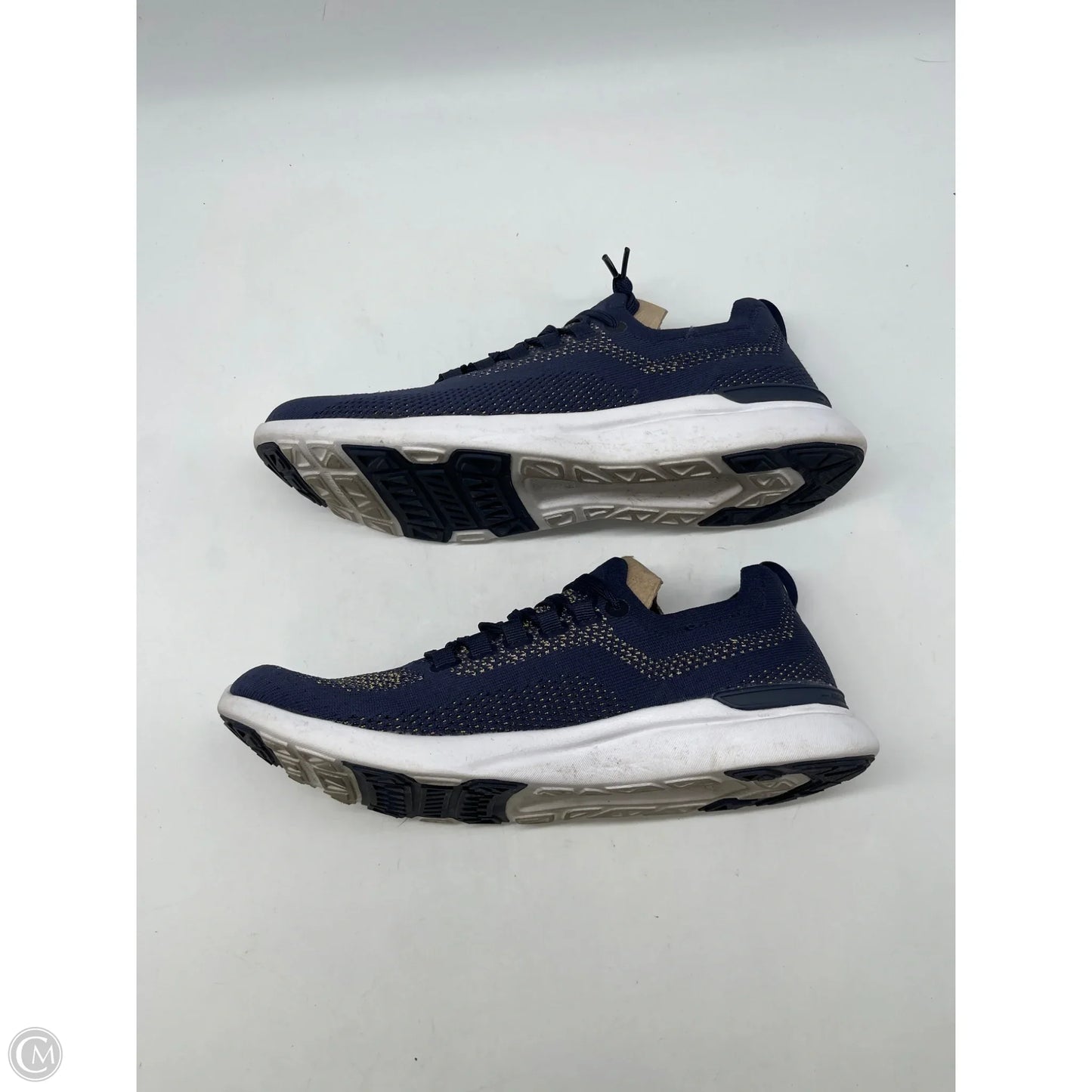 Shoes Designer By Apl In Blue & Gold, Size: 9