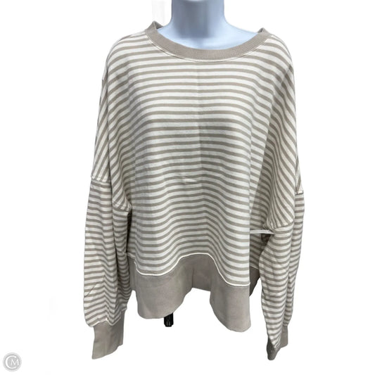 Sweatshirt Crewneck By Aerie In Tan & White, Size: 1x