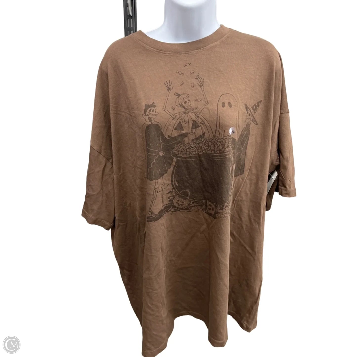 Top Short Sleeve By American Eagle In Brown, Size: 1x