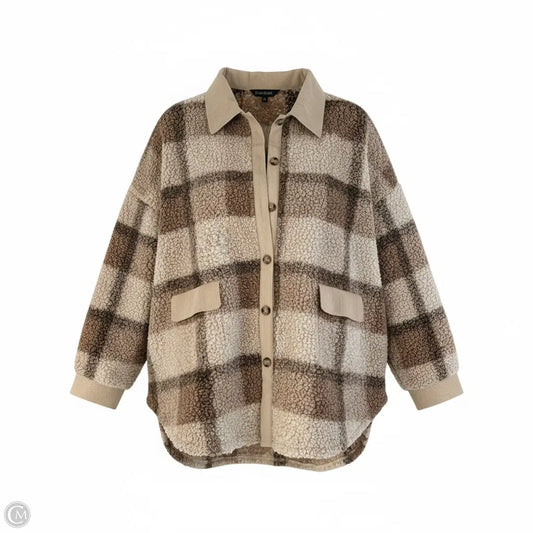 Jacket Faux Fur & Sherpa By Davi & Dani In Plaid Pattern, Size: 3x