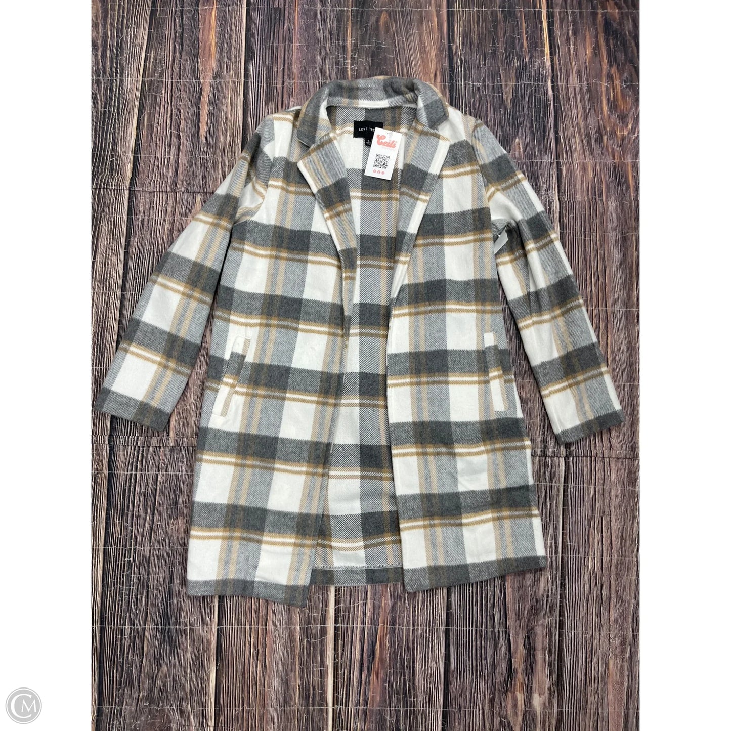 Jacket Shirt By Love Tree In Plaid Pattern, Size: S