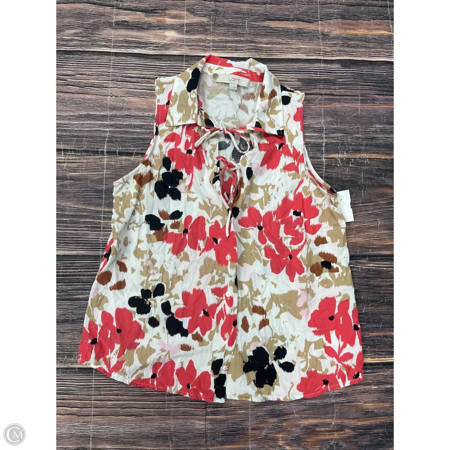 Top Sleeveless By Loft In Floral Print, Size: M