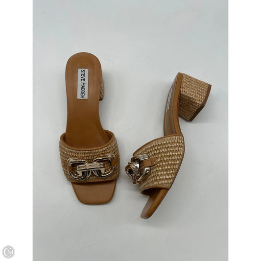 Sandals Heels Block By Steve Madden In Tan, Size: 7.5