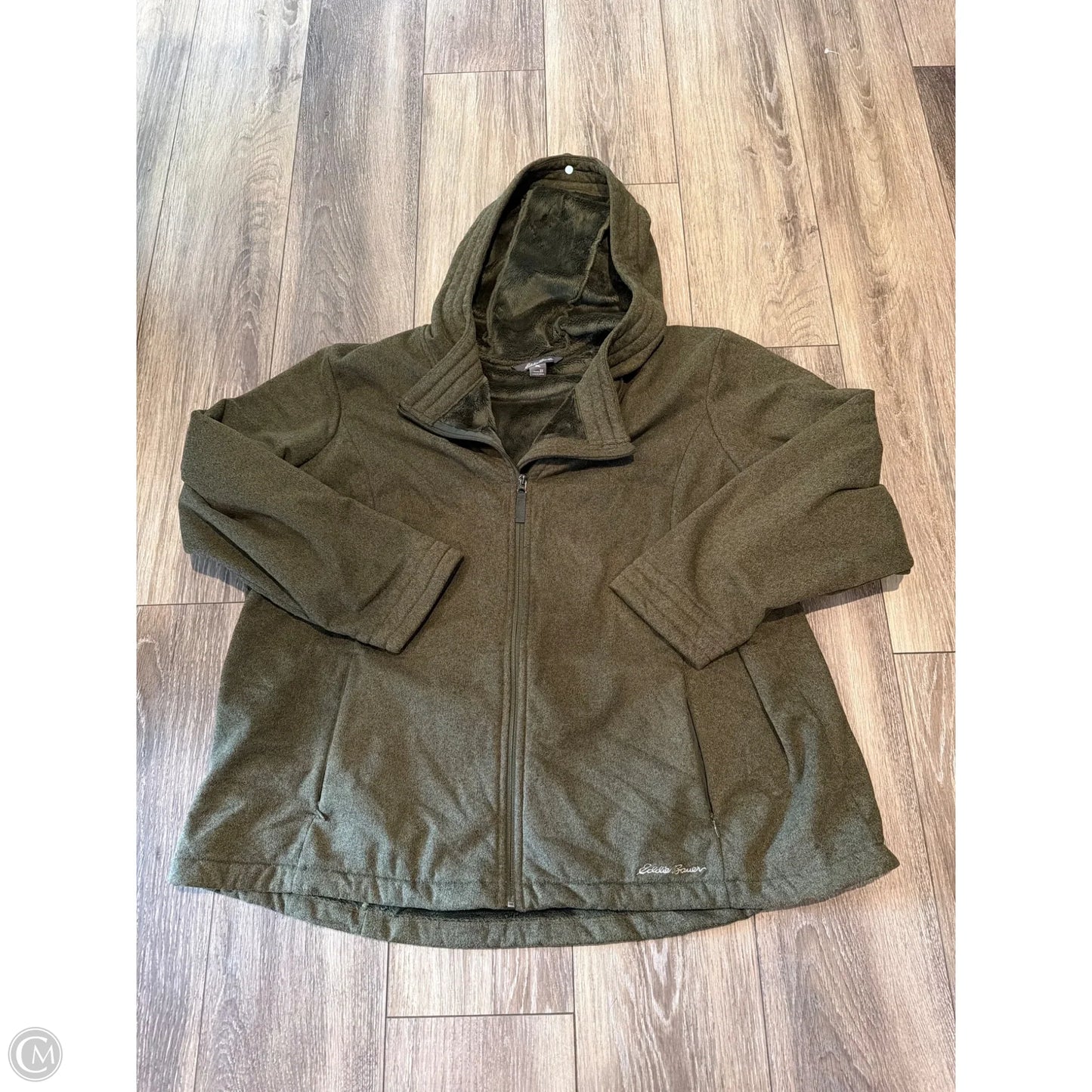 Jacket Faux Fur & Sherpa By Eddie Bauer In Green, Size: 3x