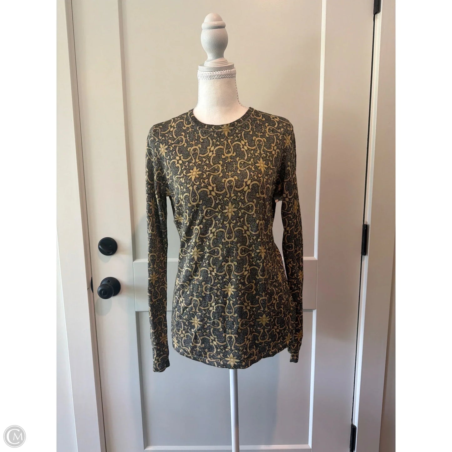 Top Long Sleeve By J Mclaughlin In Black & Yellow, Size: S