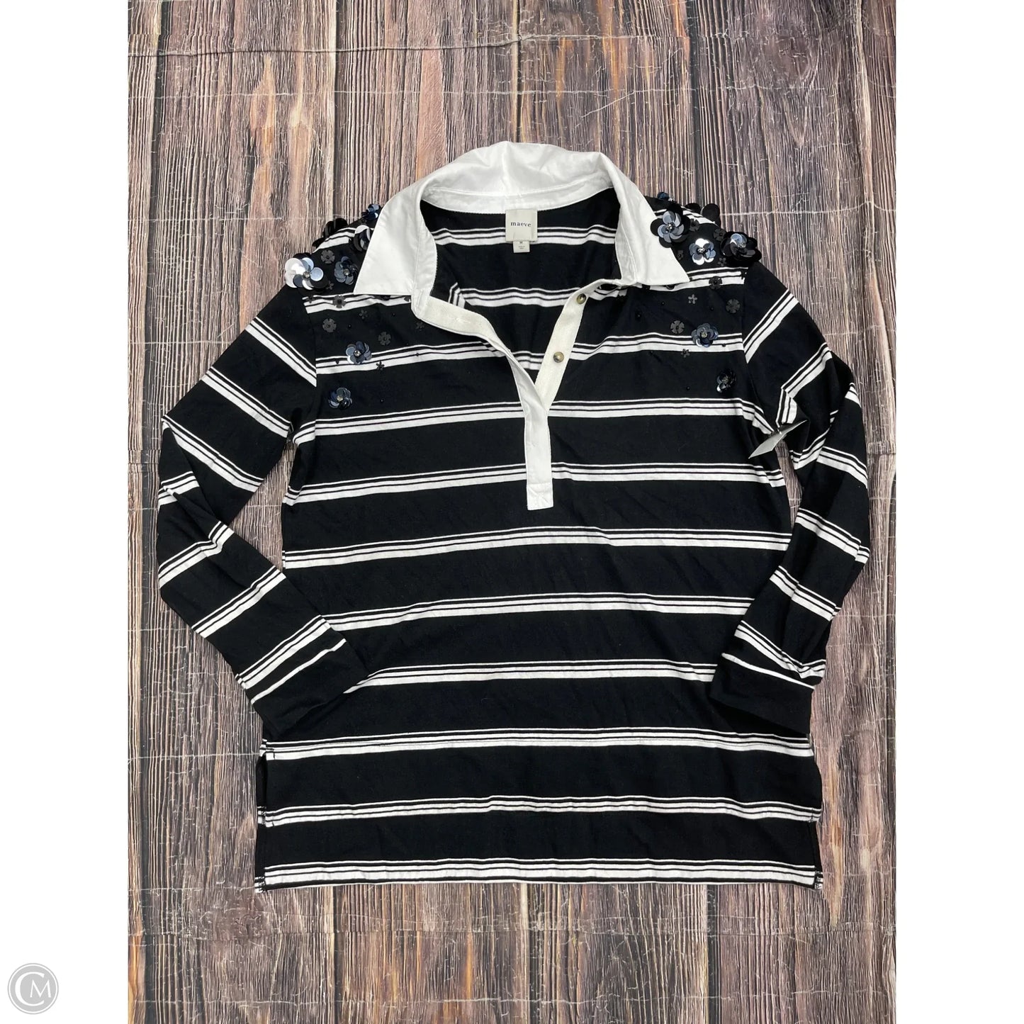Top Long Sleeve By Maeve In Black, Size: M