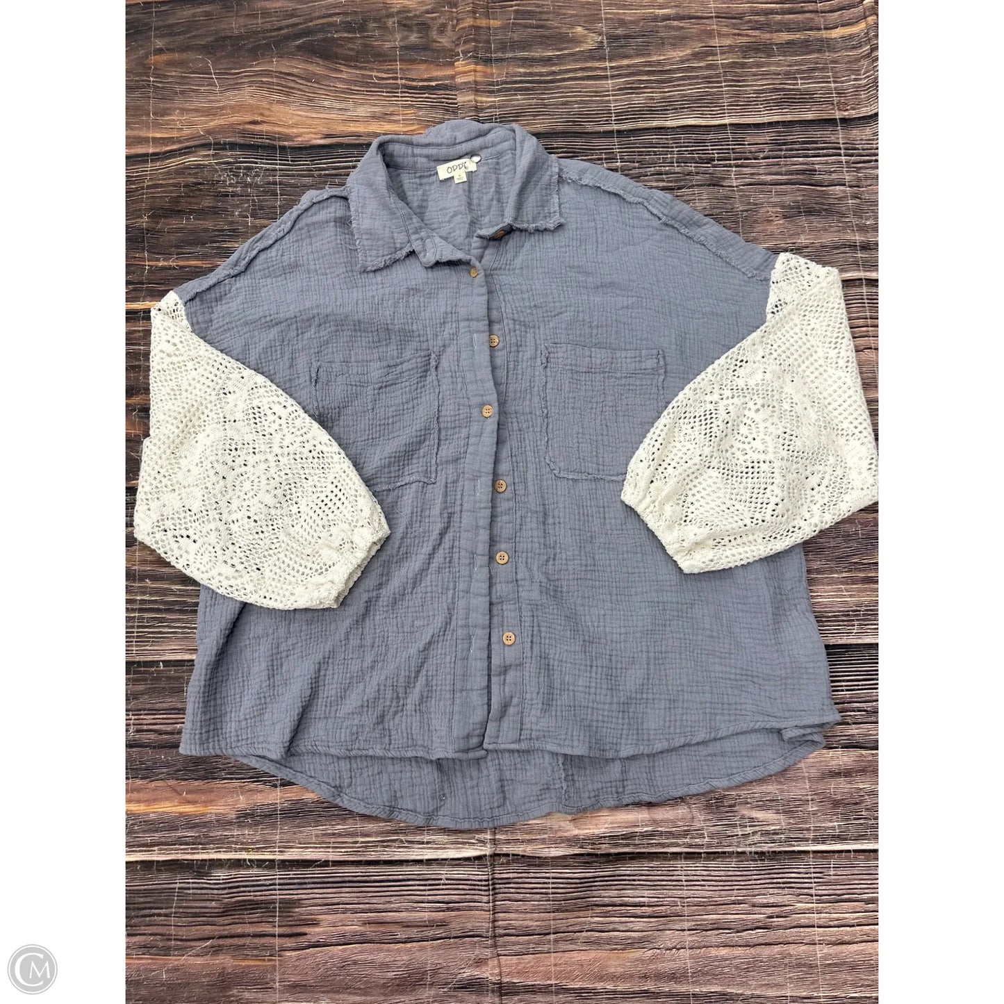 Top Long Sleeve By Oddi In Grey, Size: M