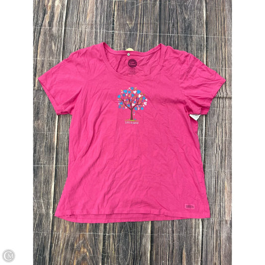 Top Short Sleeve By Life Is Good In Pink, Size: Xl