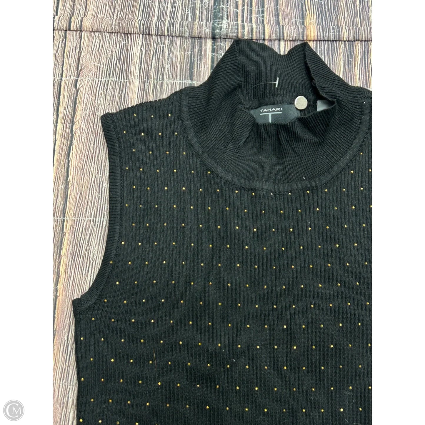 Tank Top By Tahari In Black & Gold, Size: S