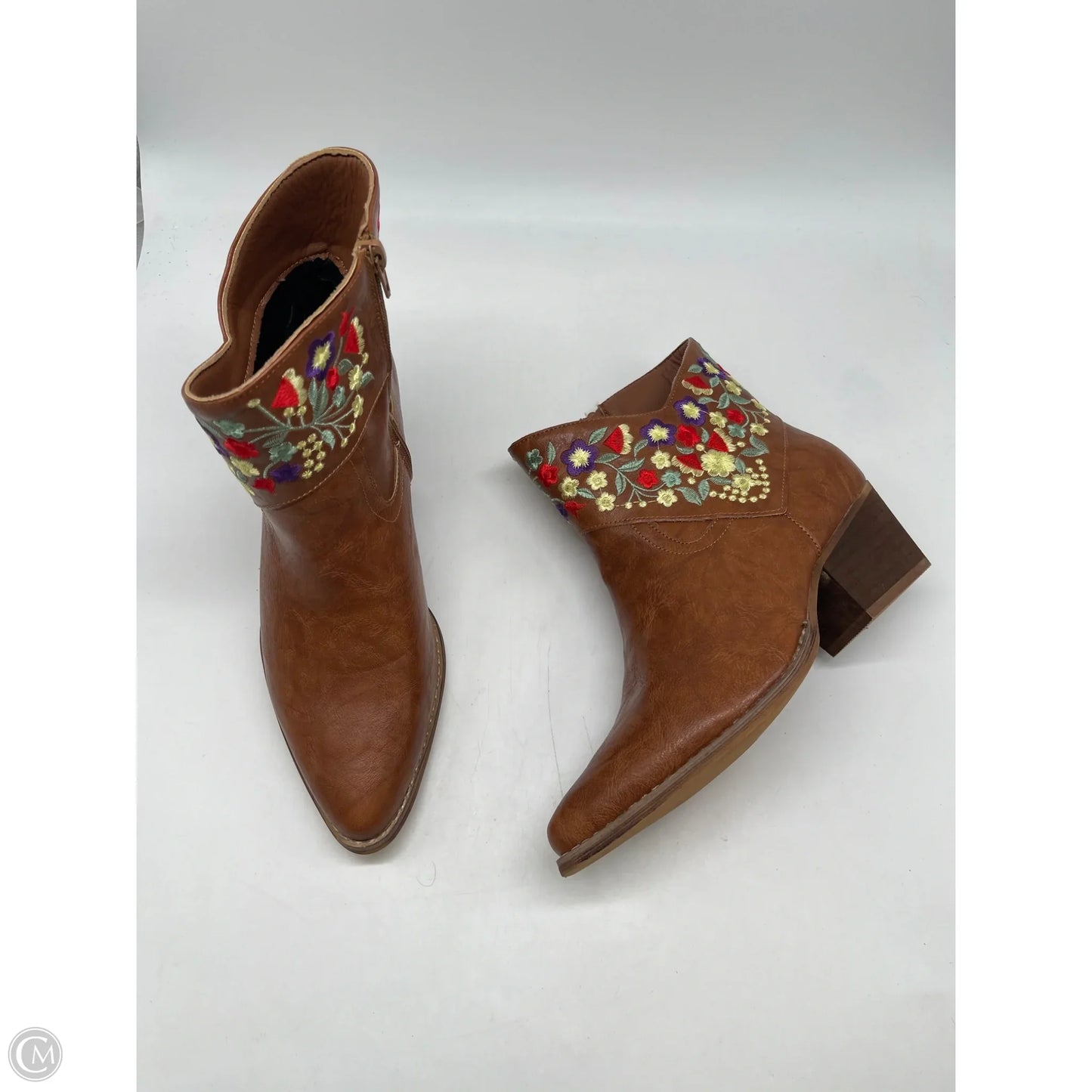 Boots Ankle Heels By Clothes Mentor In Brown, Size: 9