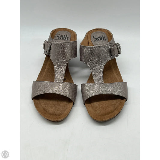 Sandals Heels Wedge By Sofft In Grey, Size: 7.5