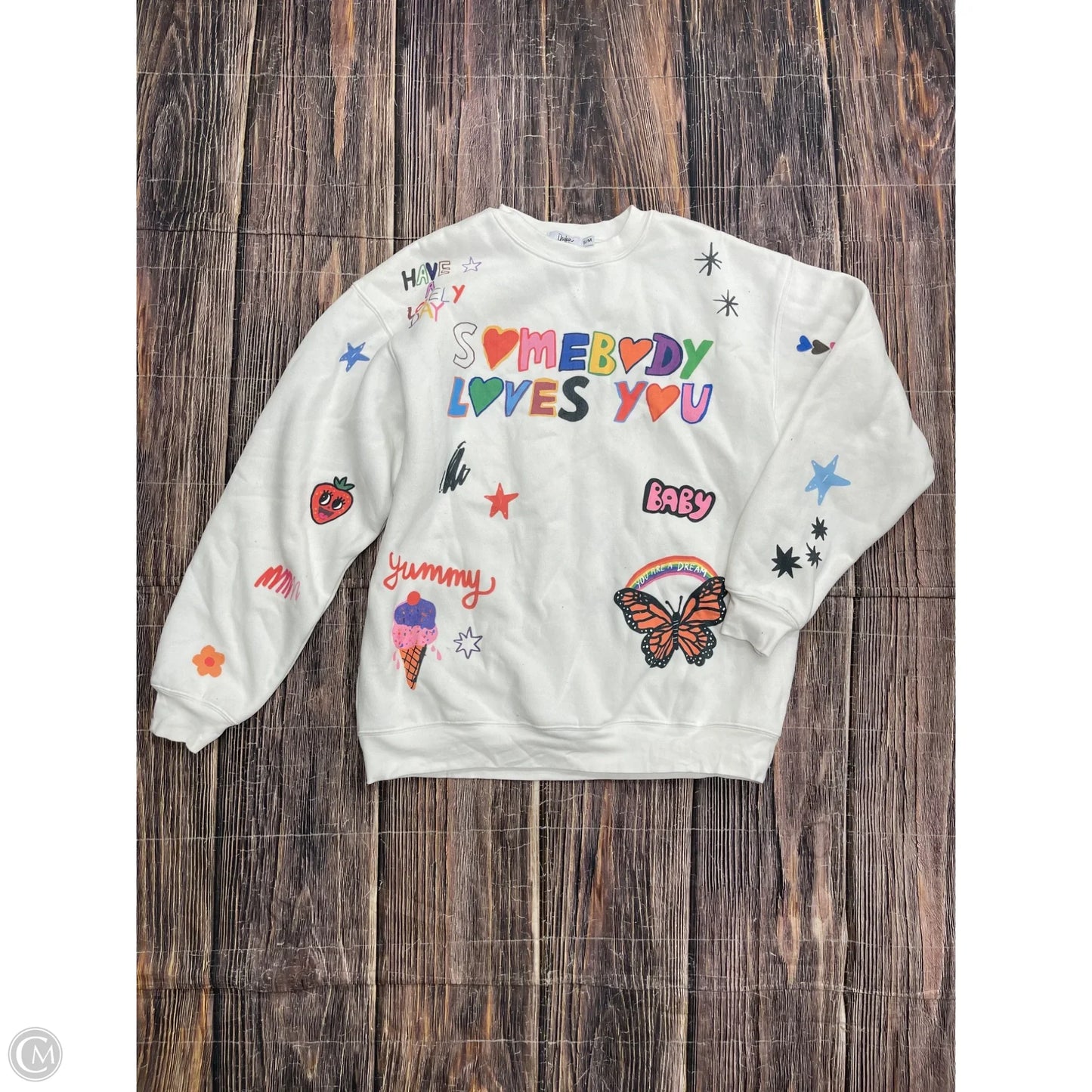 Sweatshirt Crewneck By Clothes Mentor In White, Size: S