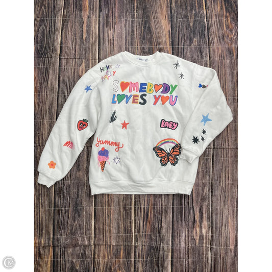 Sweatshirt Crewneck By Clothes Mentor In White, Size: S