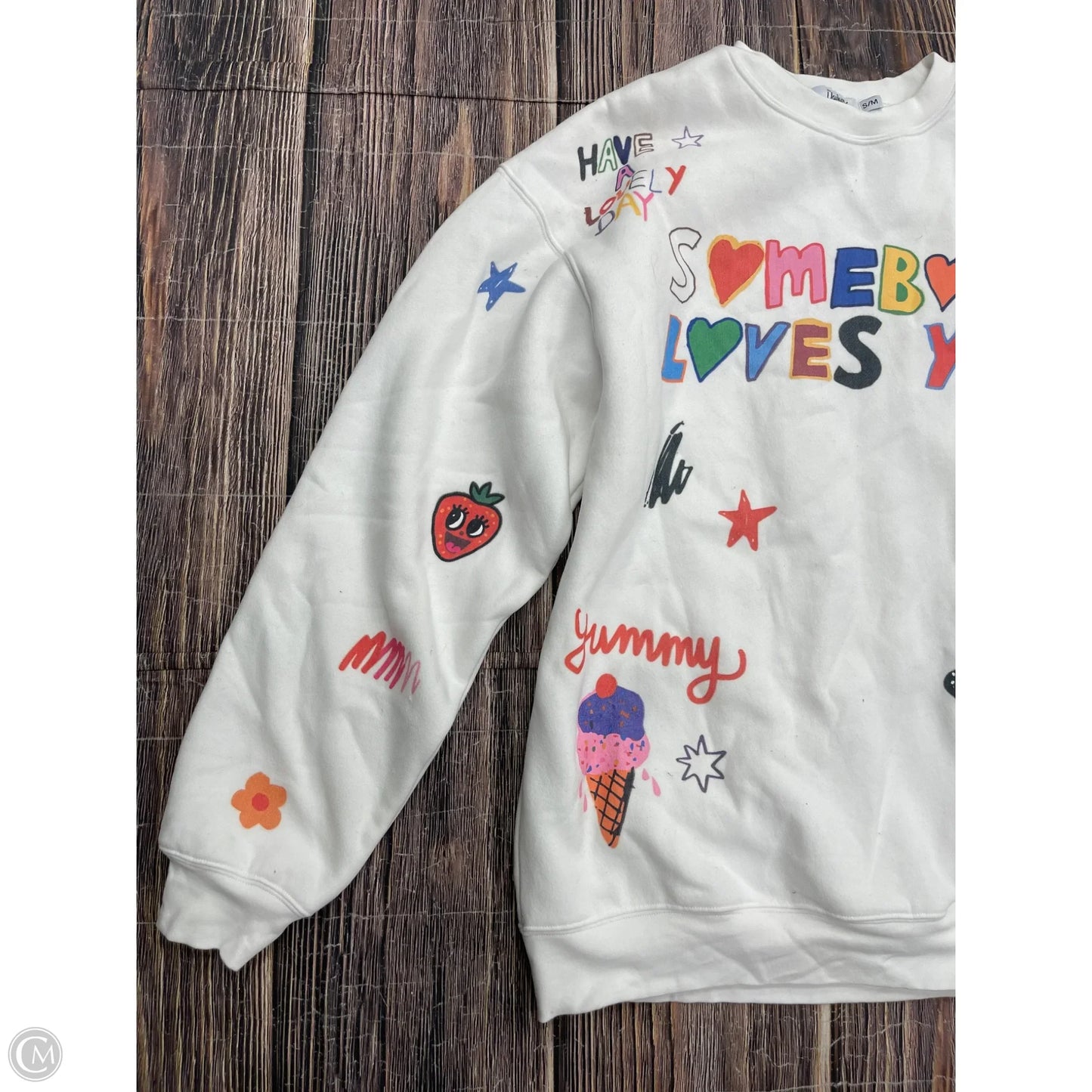 Sweatshirt Crewneck By Clothes Mentor In White, Size: S
