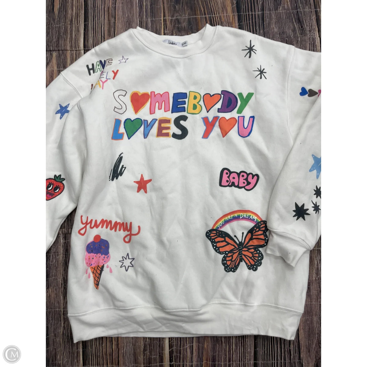 Sweatshirt Crewneck By Clothes Mentor In White, Size: S