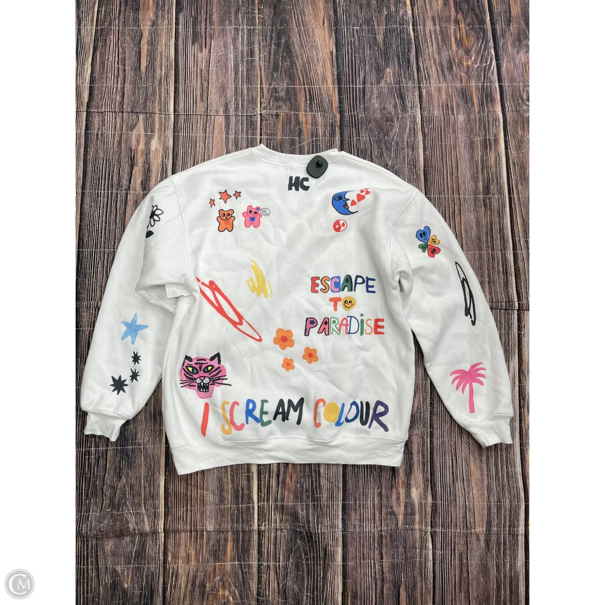 Sweatshirt Crewneck By Clothes Mentor In White, Size: S