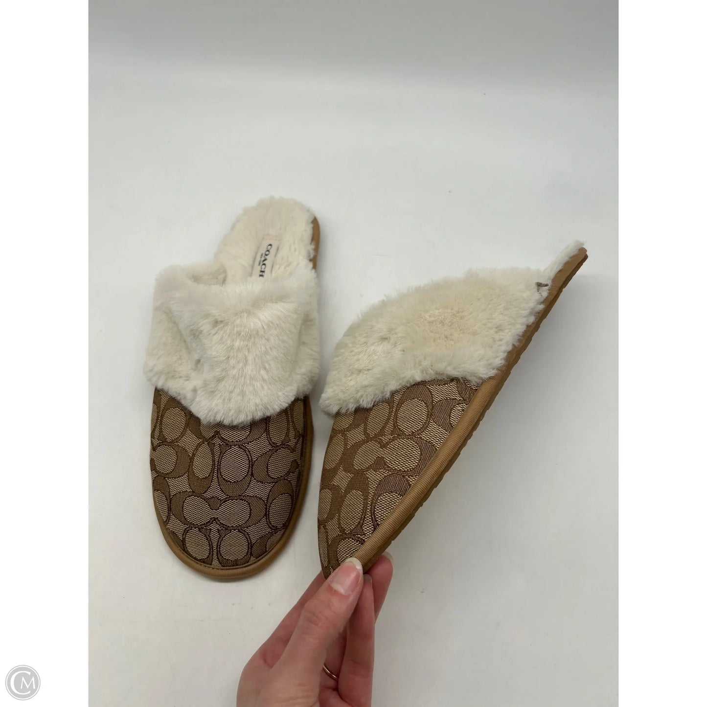 Slippers Designer By Coach In Brown, Size: 10