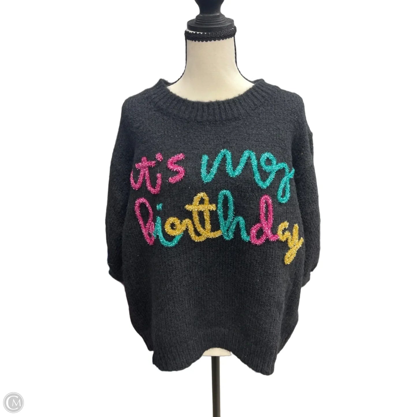 Sweater Short Sleeve By Bibi In Black, Size: L