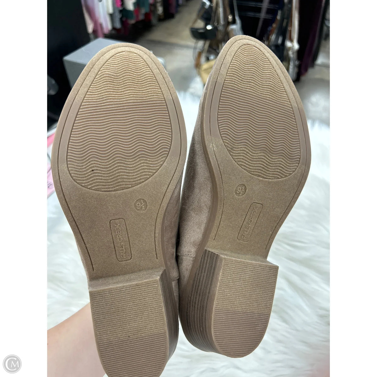 Boots Ankle Heels By Falls Creek In Tan, Size: 9.5