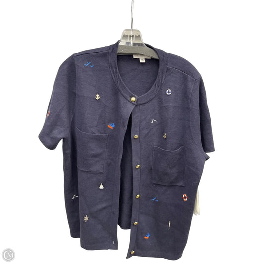 Sweater Cardigan By Free Assembly In Blue, Size: 1x