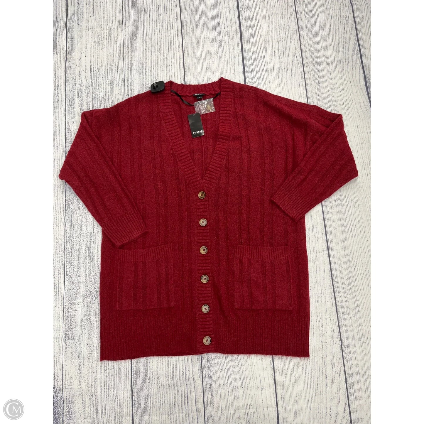 Sweater Cardigan By Torrid In Red, Size: Xl