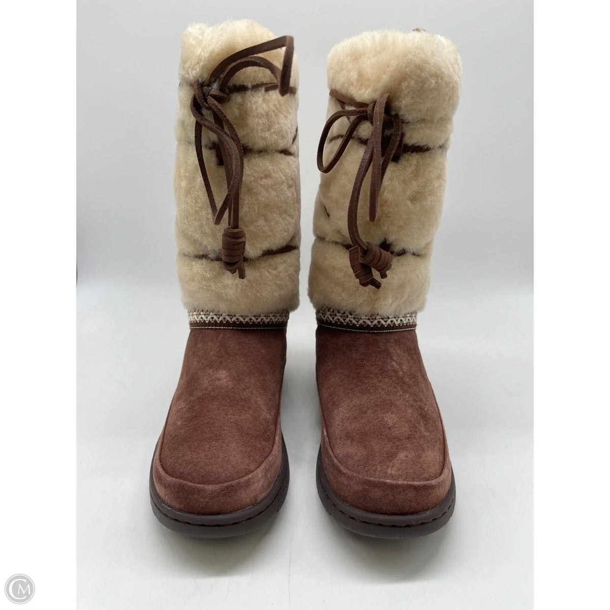 Boots Designer By Ugg In Brown & Cream, Size: 6