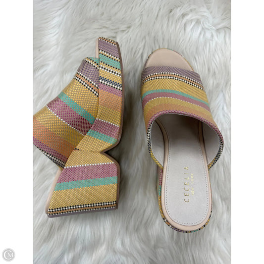 Sandals Heels Block By Clothes Mentor In Multi-colored, Size: 11