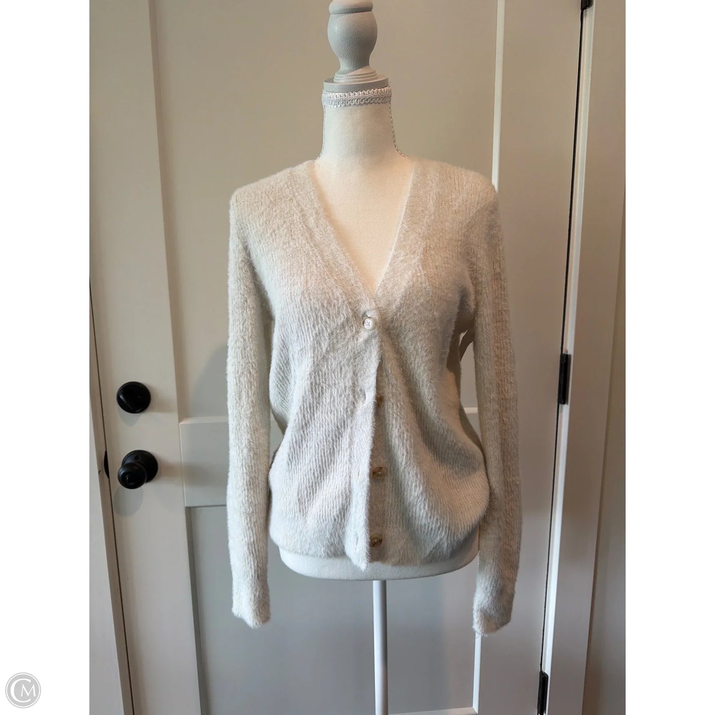 Sweater Cardigan By Loft In Tan, Size: M