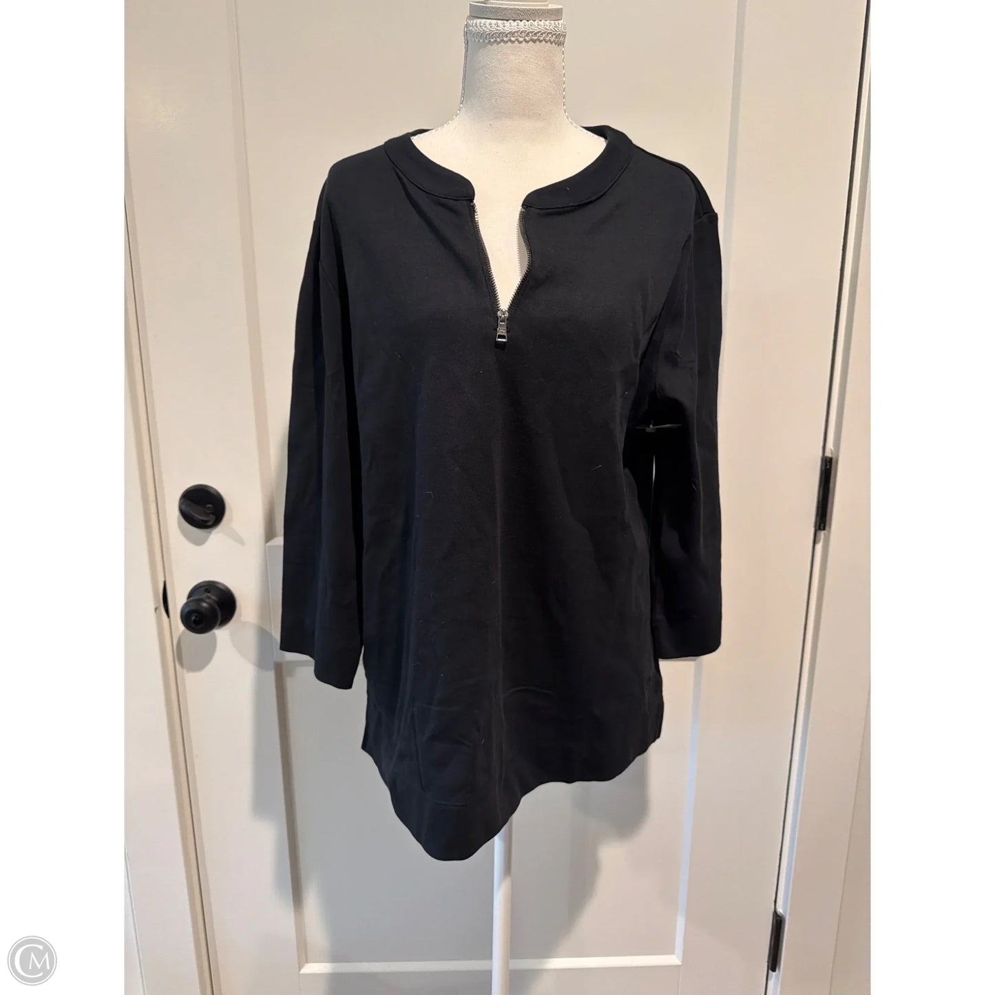 Top Long Sleeve By Isaac Mizrahi Live Qvc In Black, Size: L