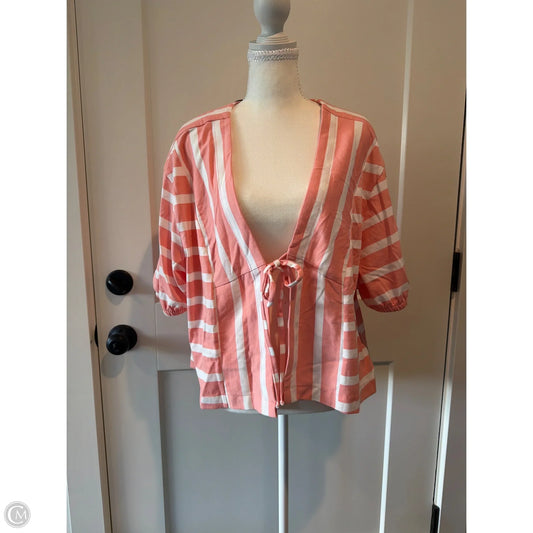 Top Short Sleeve By Cato In Striped Pattern, Size: 18