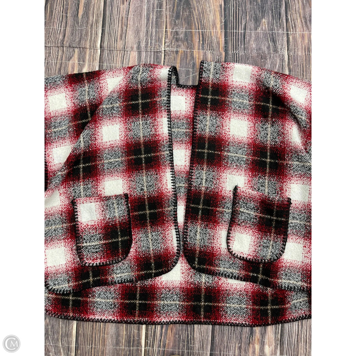 Cardigan By Clothes Mentor In Plaid Pattern, Size: Osfm
